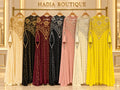 Floral medallion abayas in seven gold and silver colour combinations