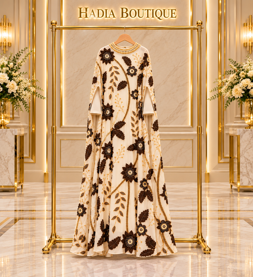 Floral & Leaf Embellished Abaya