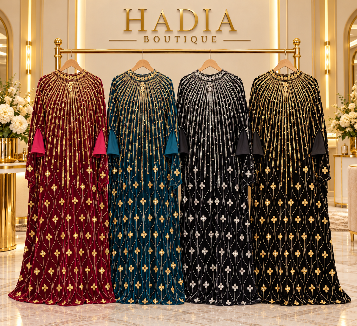 Floral Vine Embellished Abaya