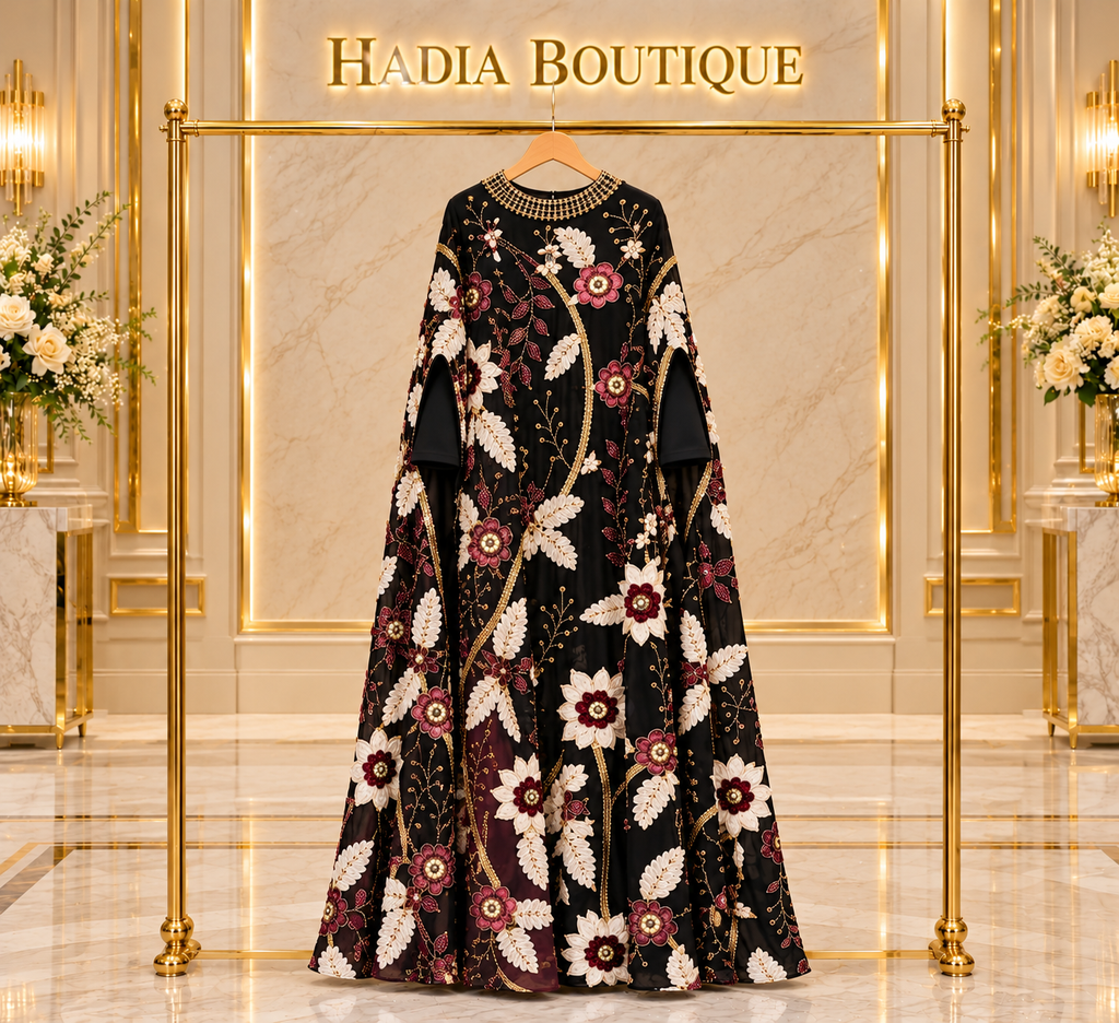 Floral & Leaf Embellished Abaya