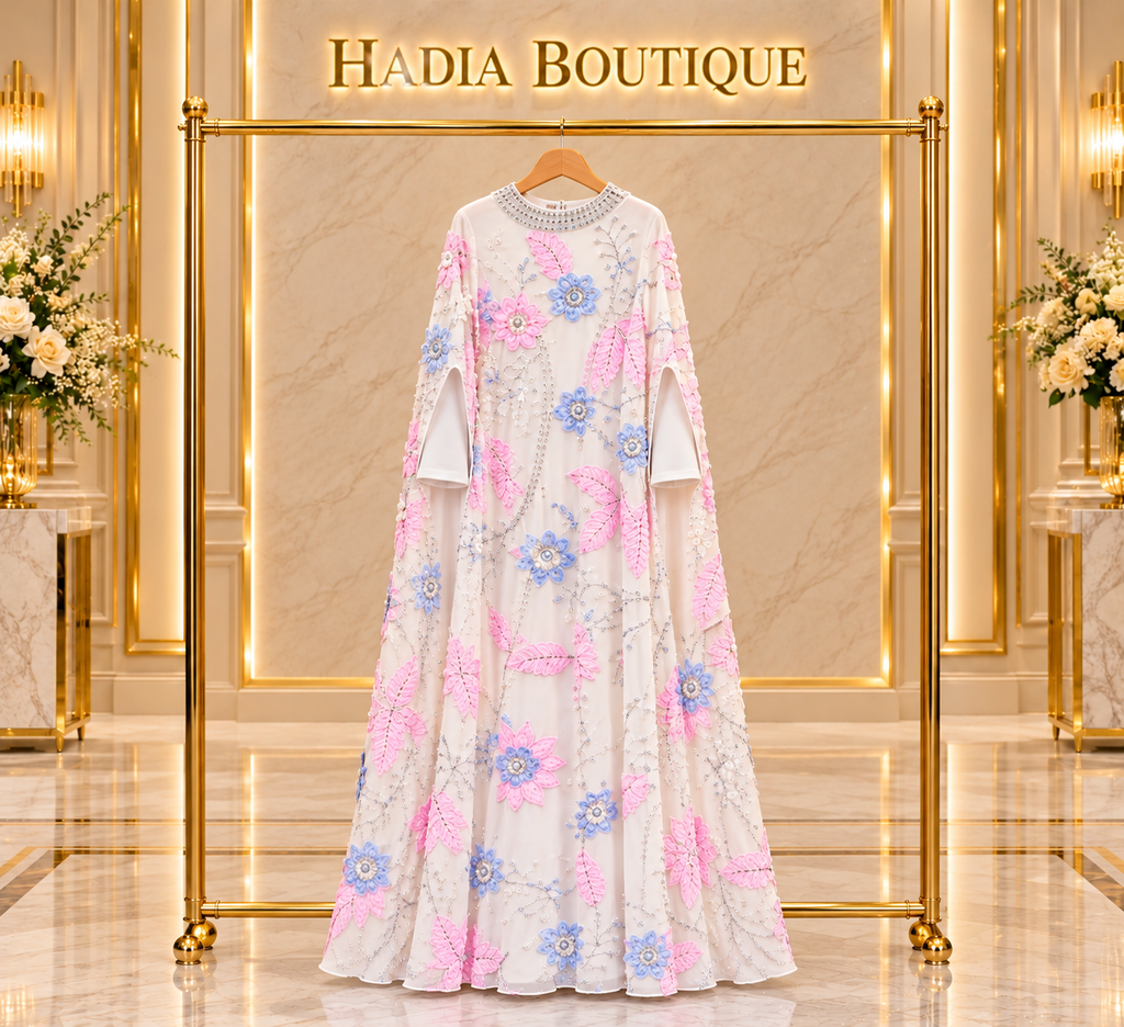 Floral & Leaf Embellished Abaya
