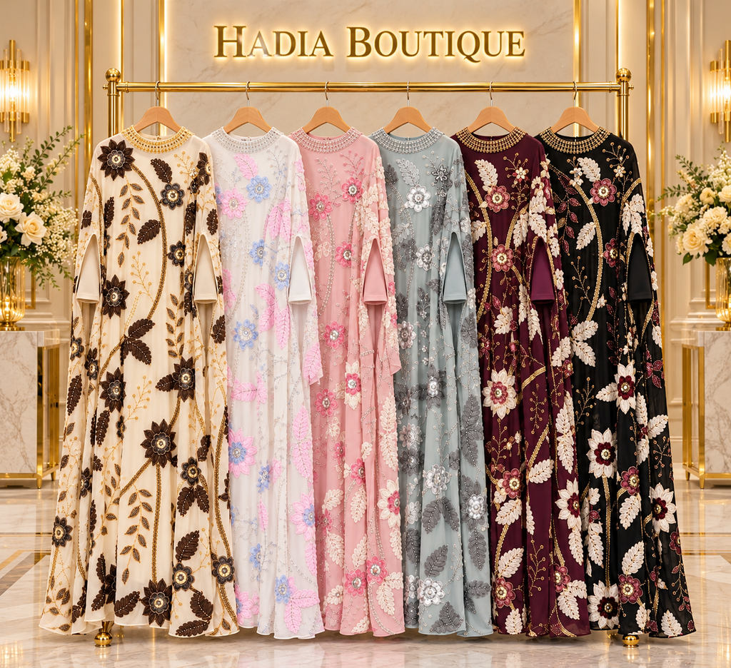 Floral & Leaf Embellished Abaya