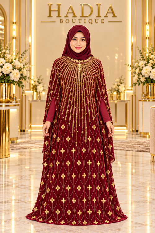 Floral Vine Embellished Abaya